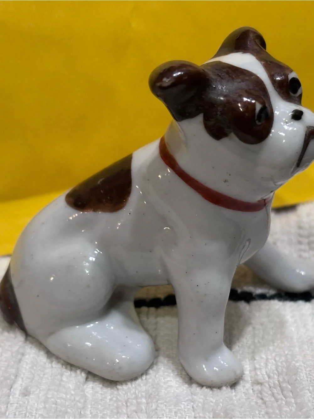 Ceramic Brown & White Dog Figurine Pets Japan Terrier Bulldog